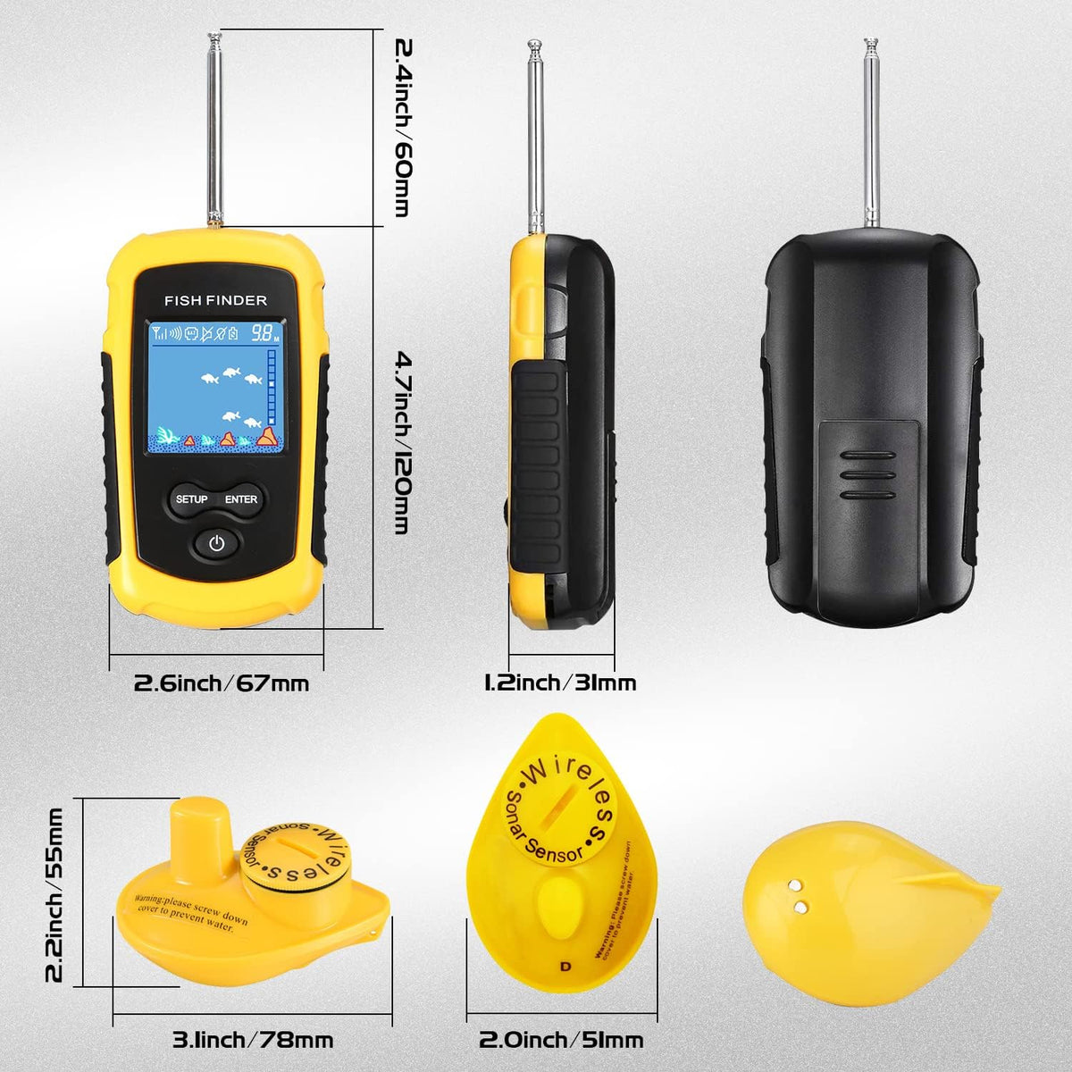 Castable Wireless Portable Fish Finder Sonar Detector Pack of 2 P85163