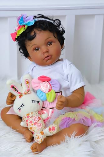 20 Inch Black African American Girl Full Body Vinyl Doll F61186