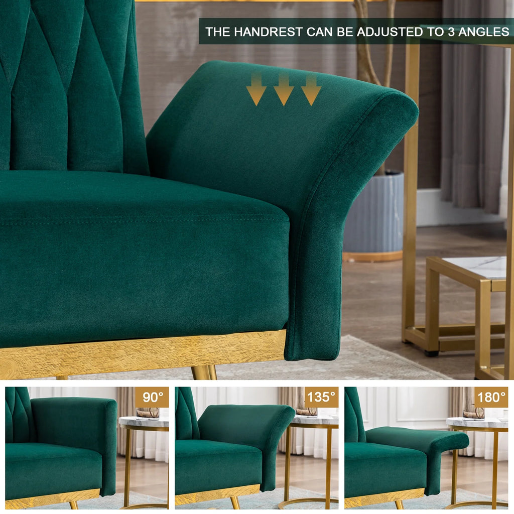 Green Velvet Convertible Futon Sofa Bed A819989