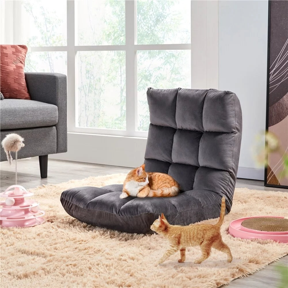 Padded Floor Chair with Back Support Grey P2863