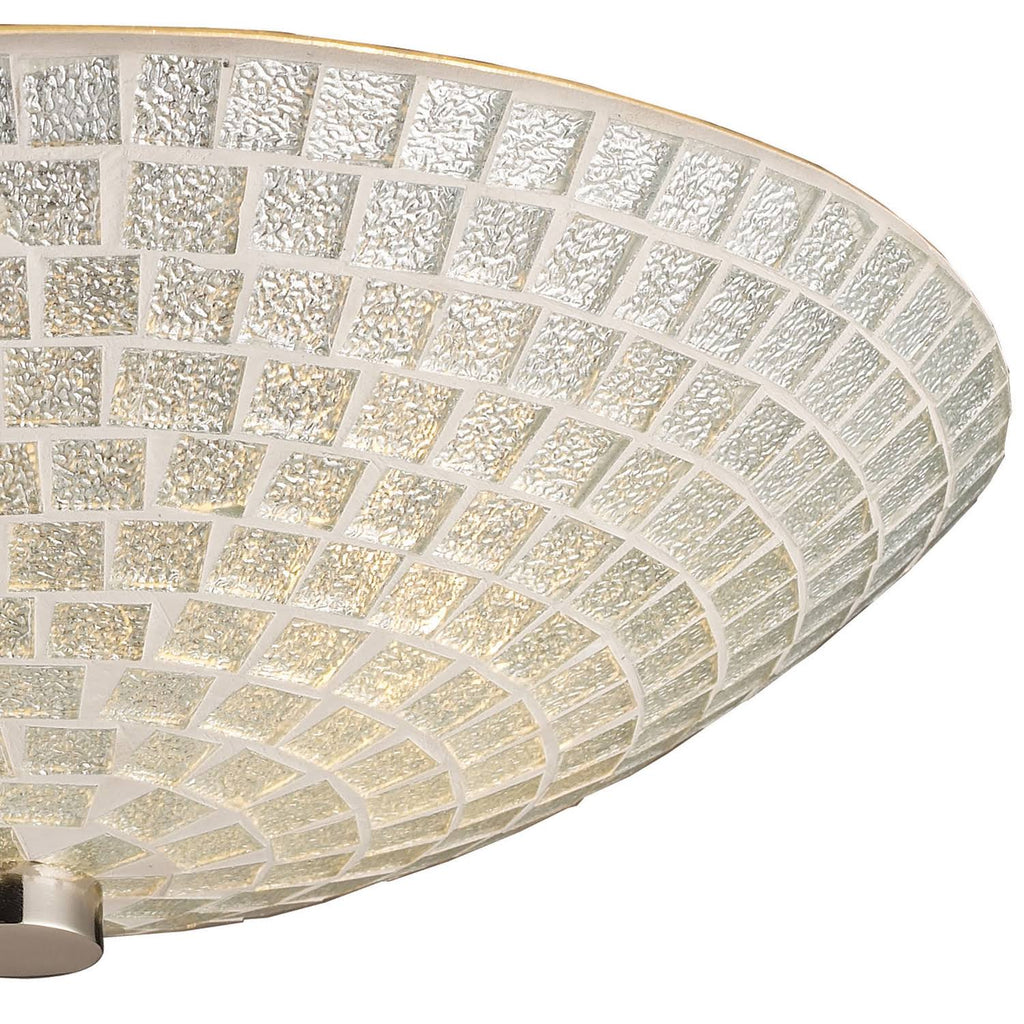 Satin Nickel 2-Light Semi-Flush with Silver Mosaic Glass U657