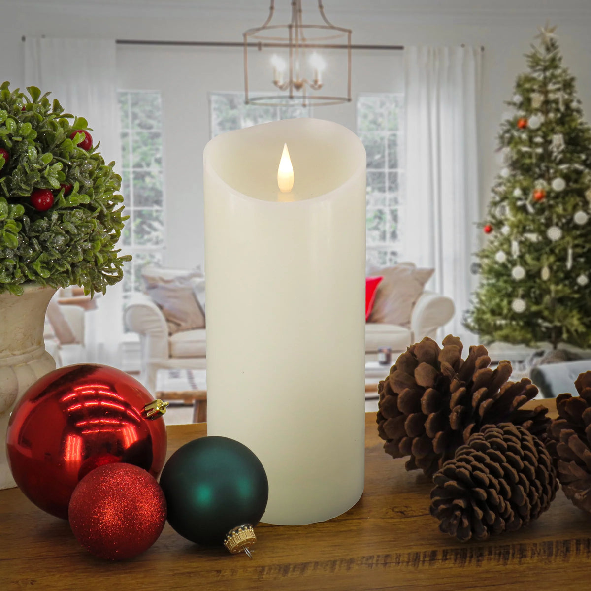 Flameless Candle with Remote, Ivory, 10 in J53823