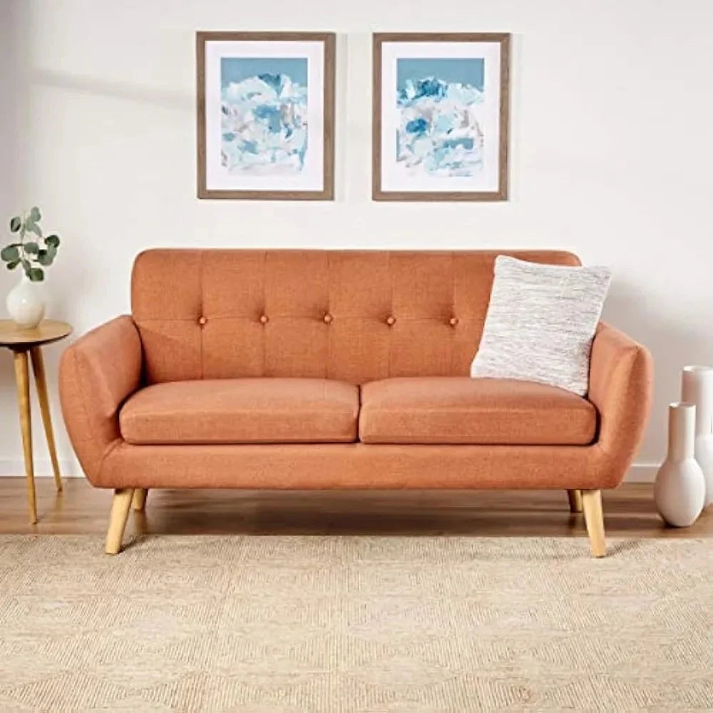 Burnt Orange Fabric Petite Sofa I5199