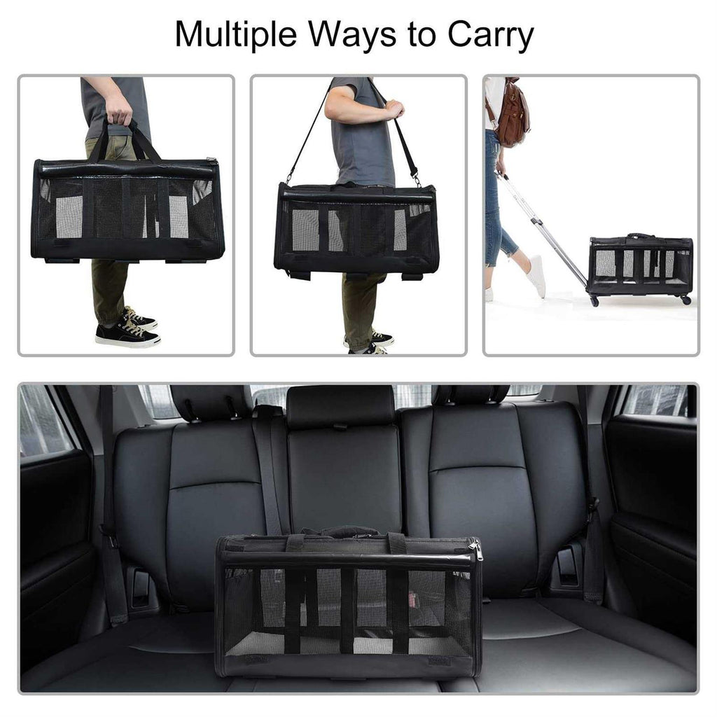 Double-Compartment Pet Rolling Carrier with Wheels P917