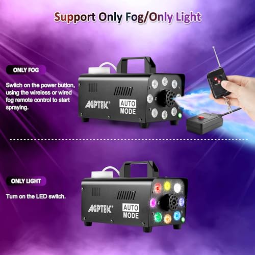 500W Portable LED Fog Machine with Lights & Wireless Remote Control O978