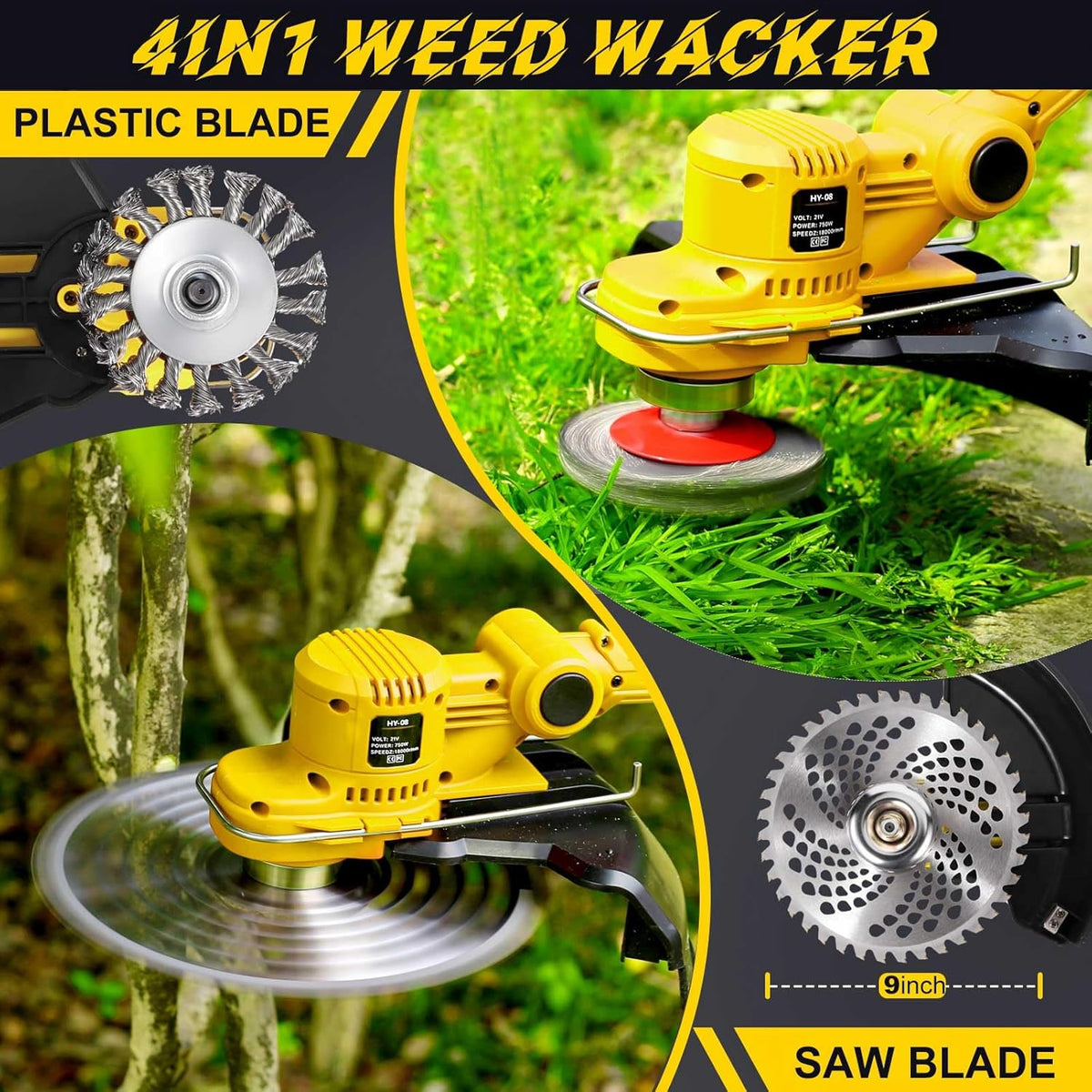 21V Cordless Weed Eater with 2 x 4.0Ah Batteries D264266