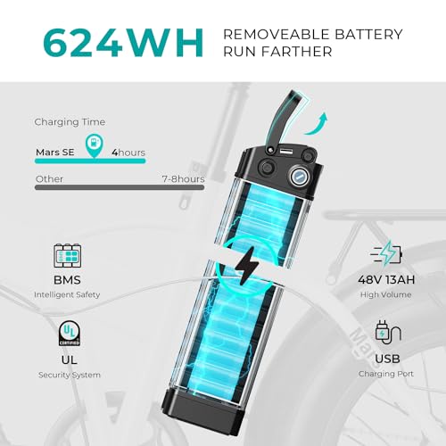 20" Electric Bike with 1000W Peak Motor, 624WH Removable Battery, Folding Fat Tire Bike Z194