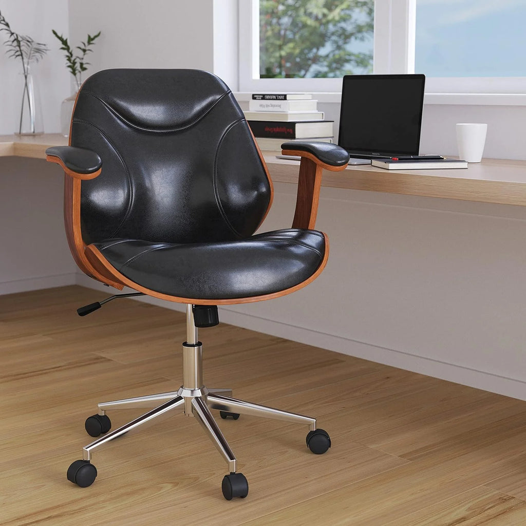 Black Faux Leather Ergonomic Office Chair I8328