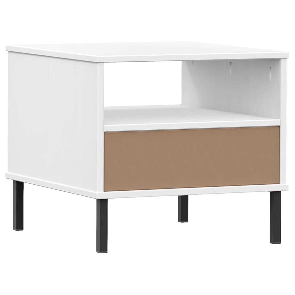 White Bedside Table with Metal Legs K214