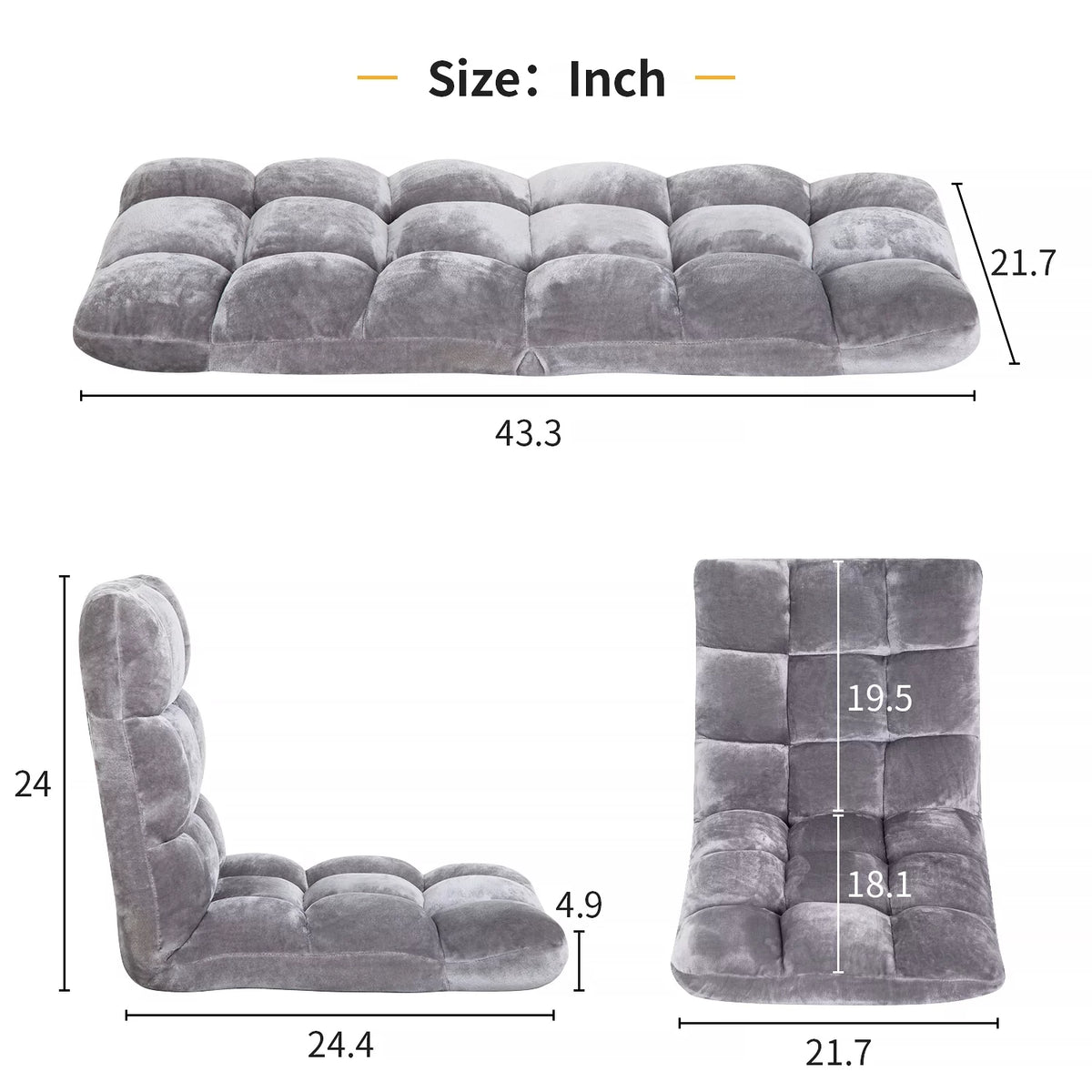 Adjustable Backrest Armless Floor Chair B88842