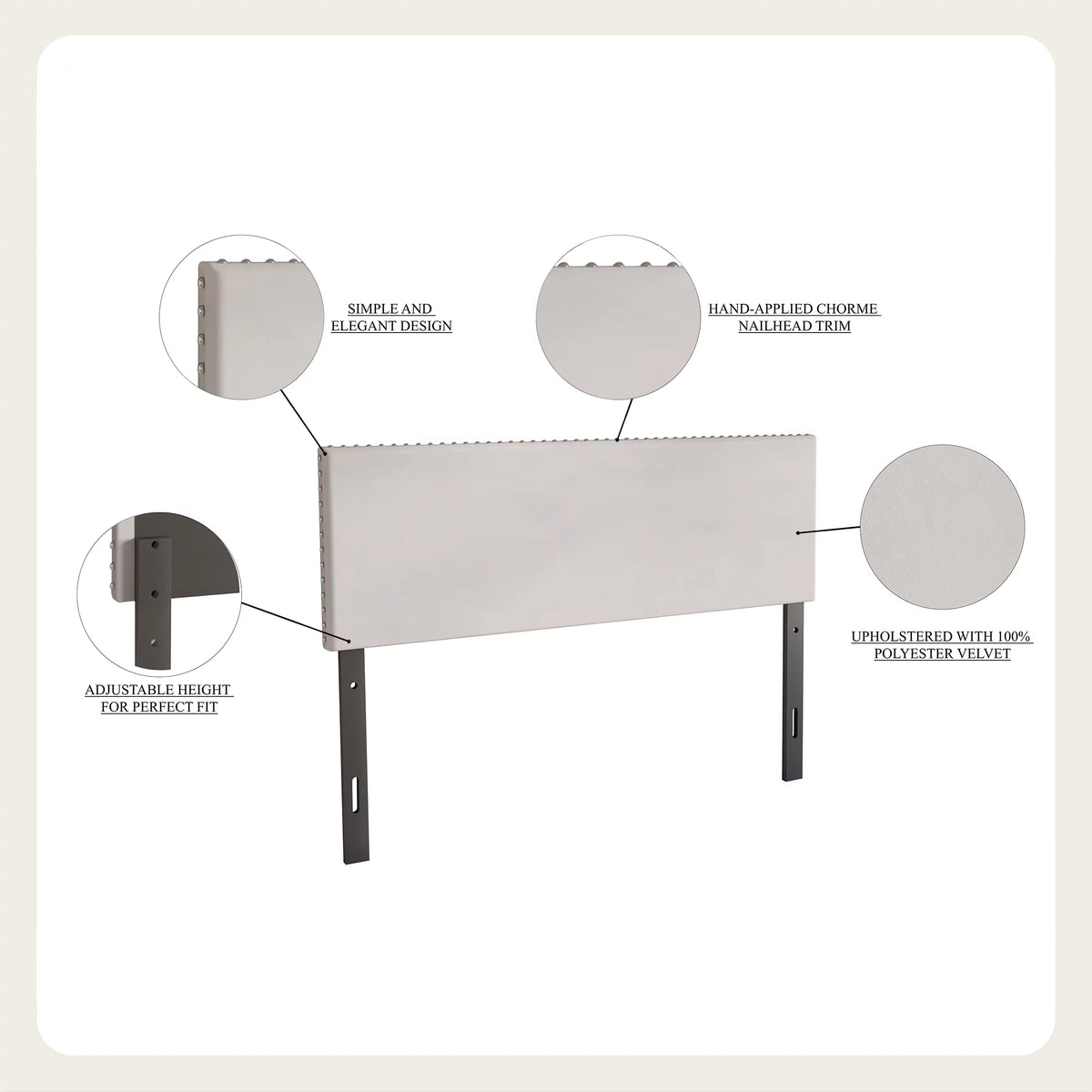 Black Velvet Upholstered Headboard S735