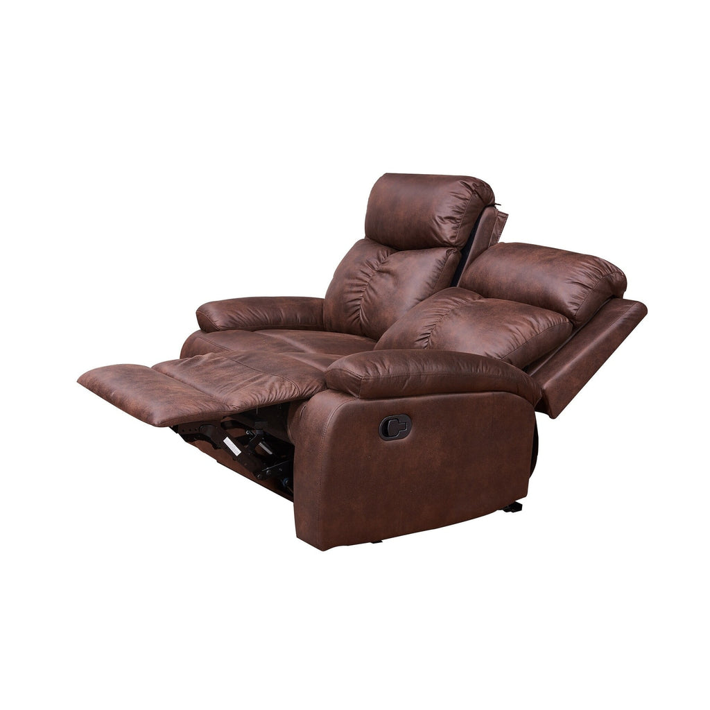 Brown Microfiber 2-Seater Reclining Sofa Set N551