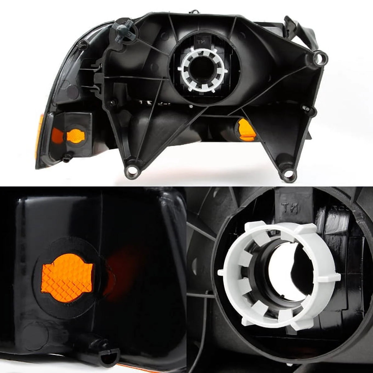 Chrome Driver Left + Passenger Right Side Headlights + Signal Lamp Pair Set H27362