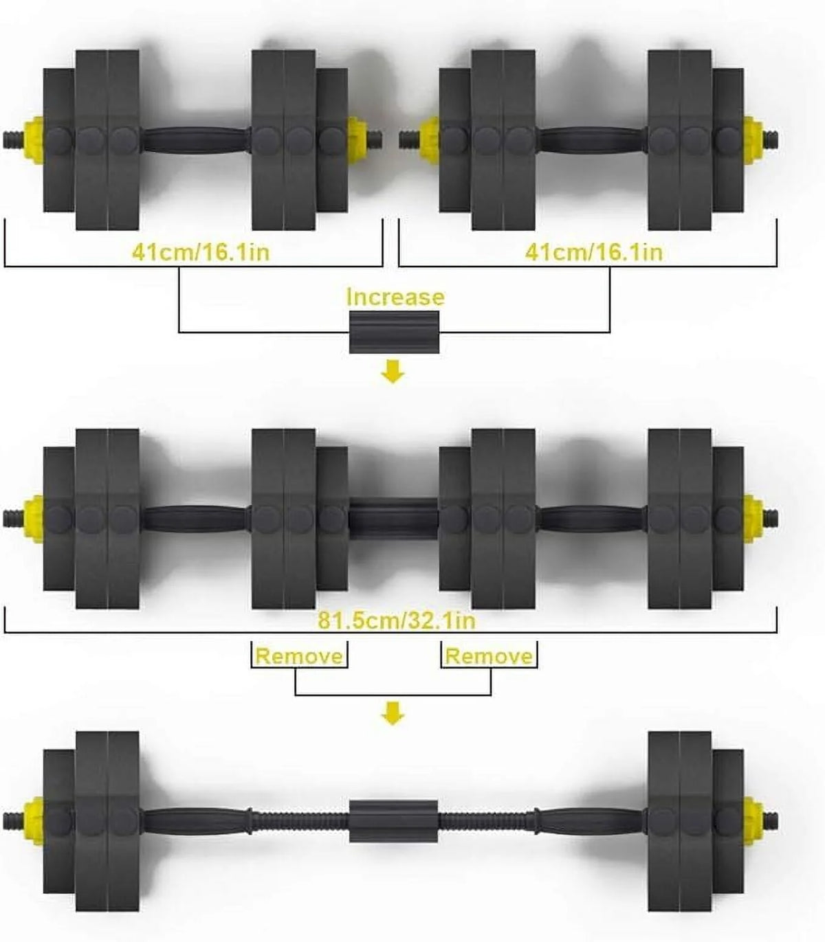 55lb Adjustable Dumbbells Set with Connecting Rod Black V768