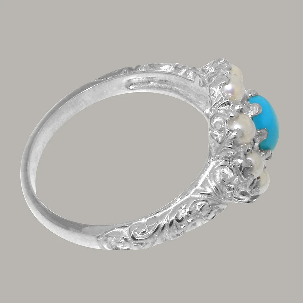 Sterling Silver Turquoise Cultured Pearl Ring C846980
