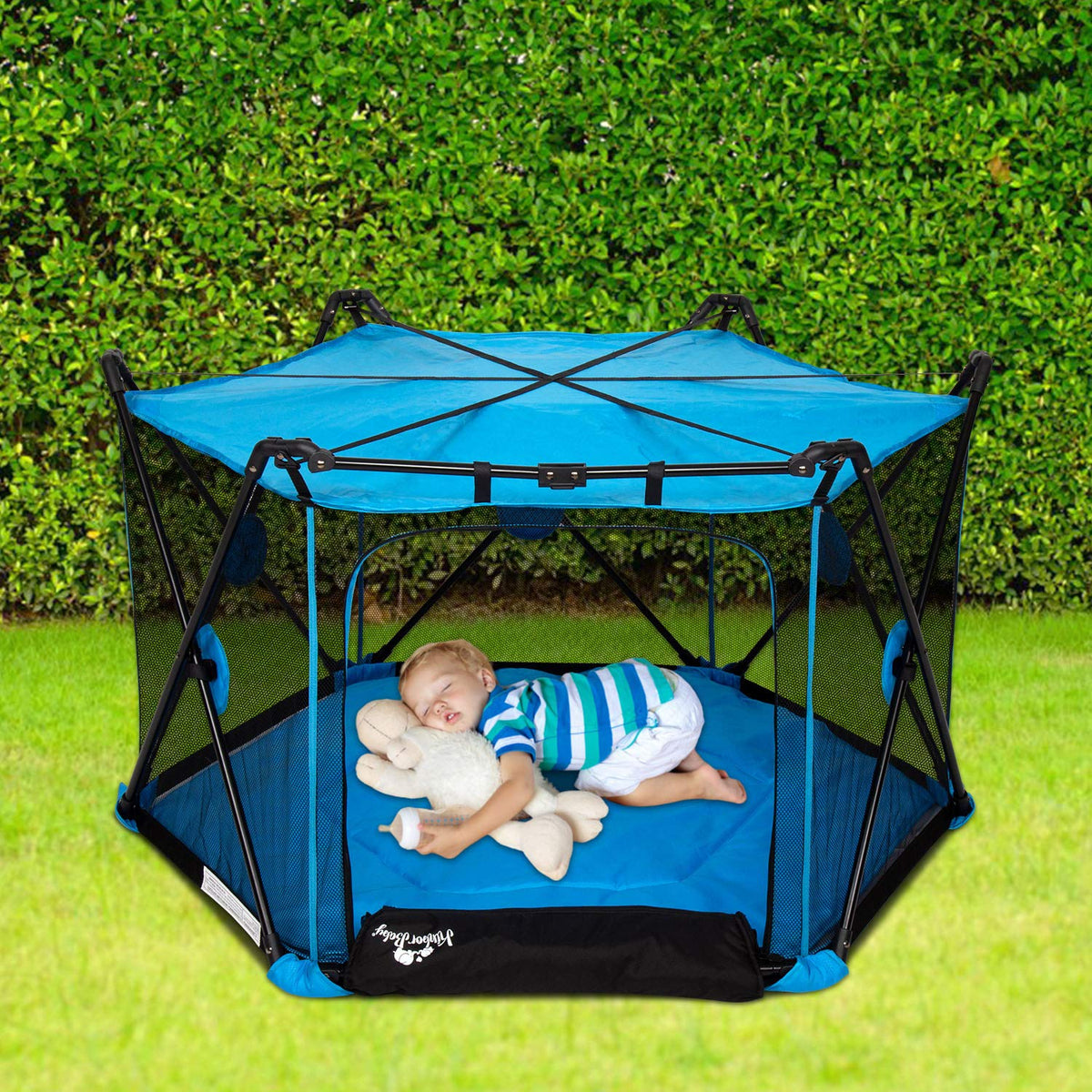 Red Lightweight Mesh Baby Playpen with Carrying Case X36807