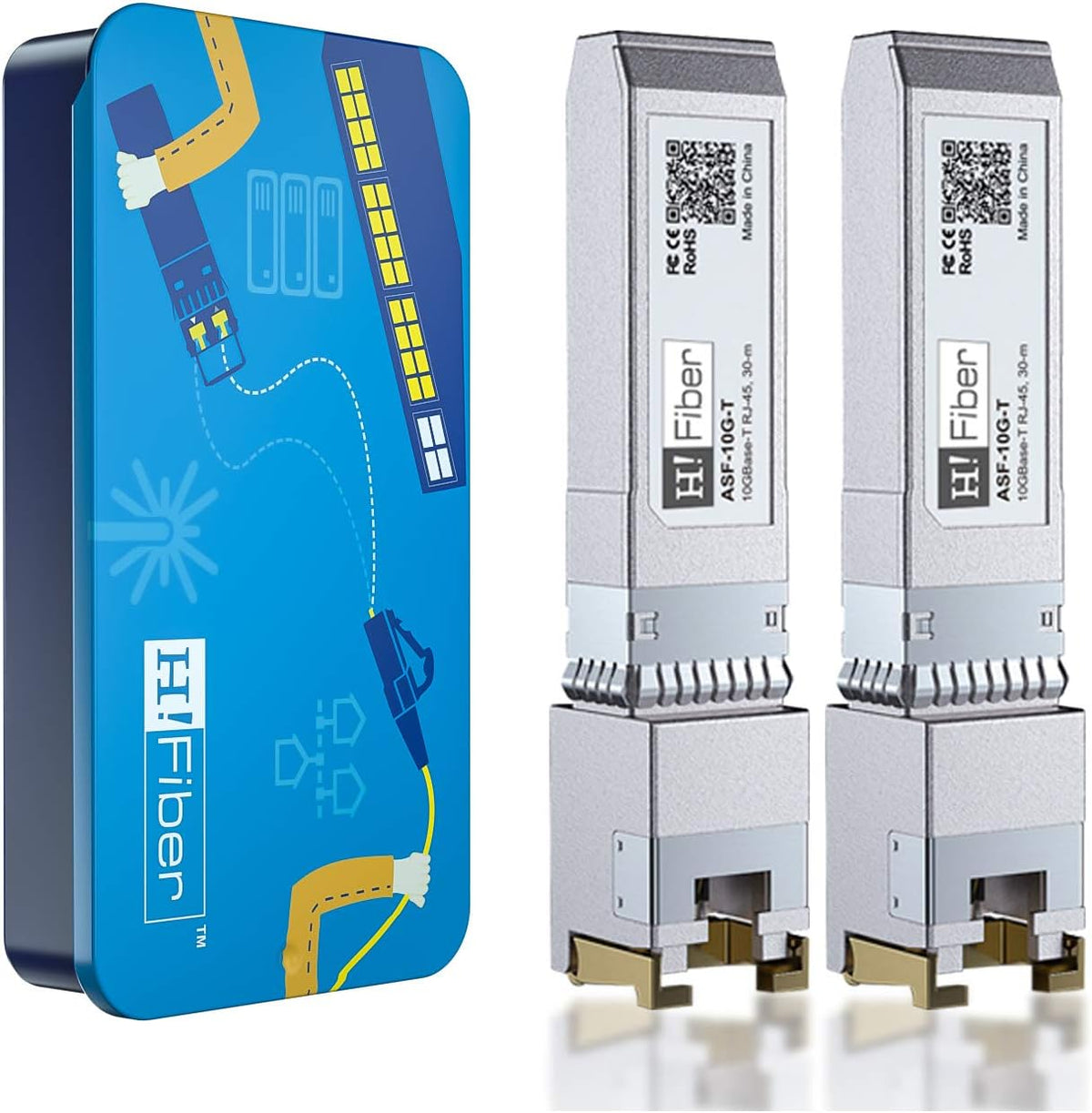 10Gb SFP+ RJ45 Transceiver, 10Gbase-T Copper Module, Cat6a/Cat7, 30m, Pack of 2 P171557
