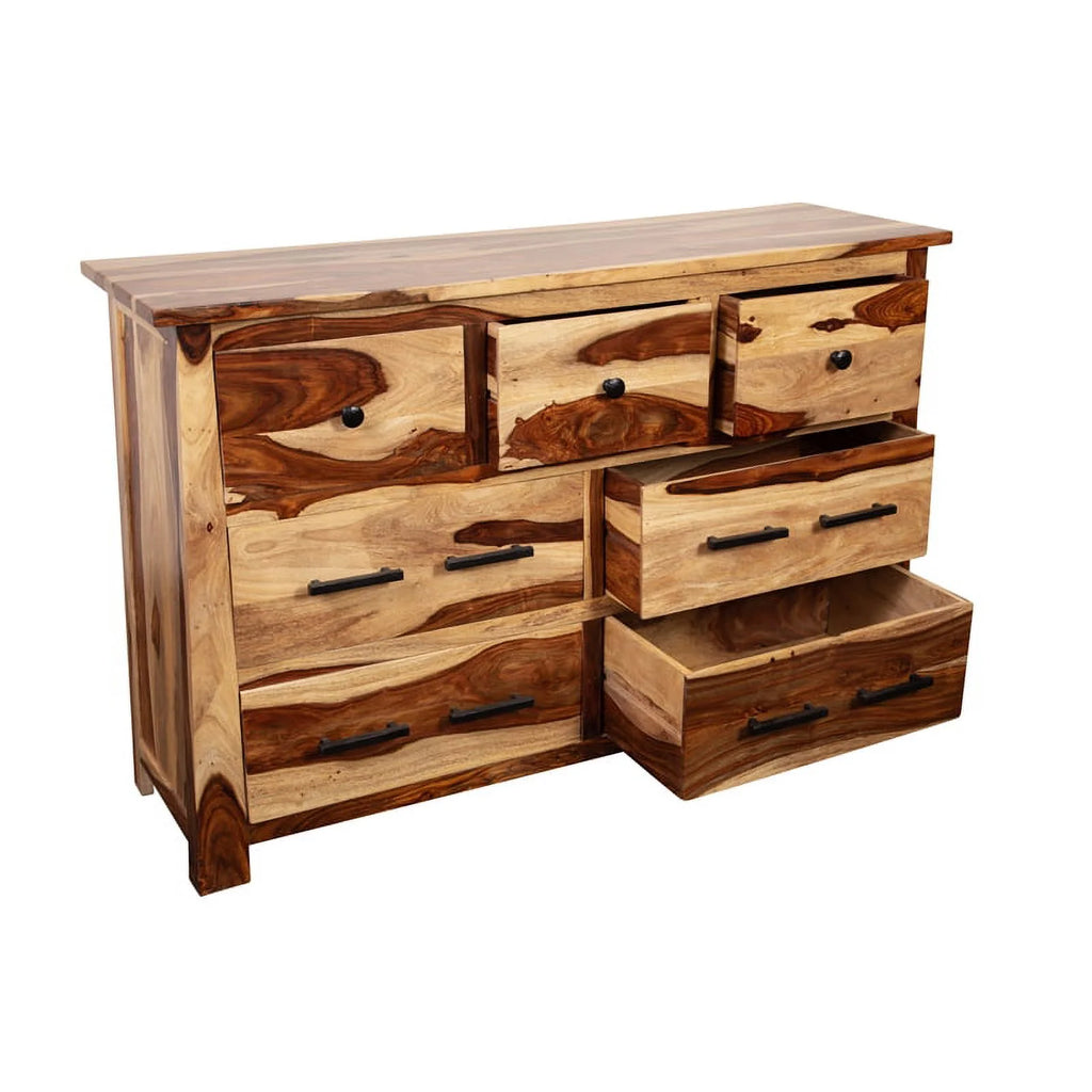 Solid Sheesham Wood 7 Drawer Dresser J105