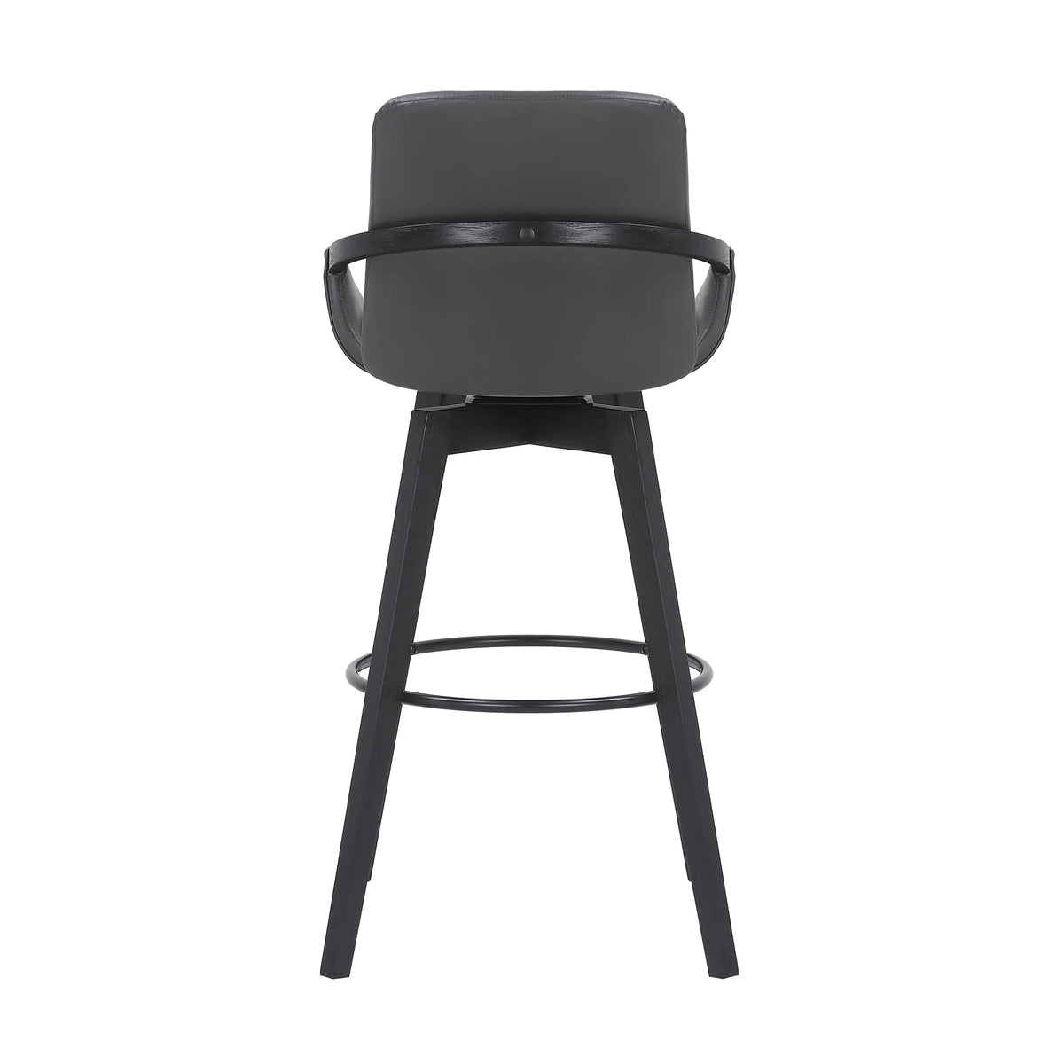 Gray Faux Leather and Black Wood Swivel Bar Stool Z973