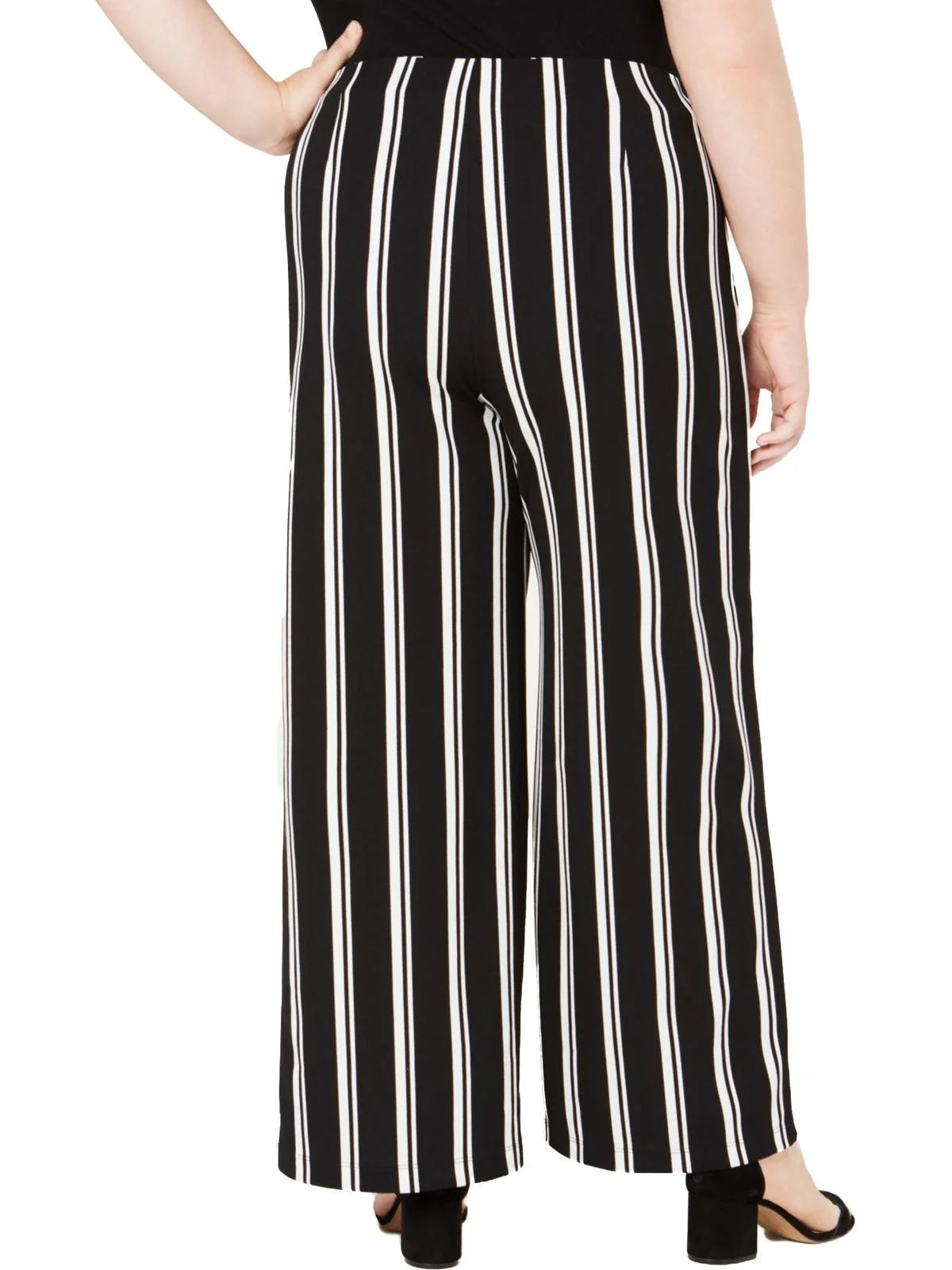 Plus Striped Front-Tie Wide Leg Pants A8431