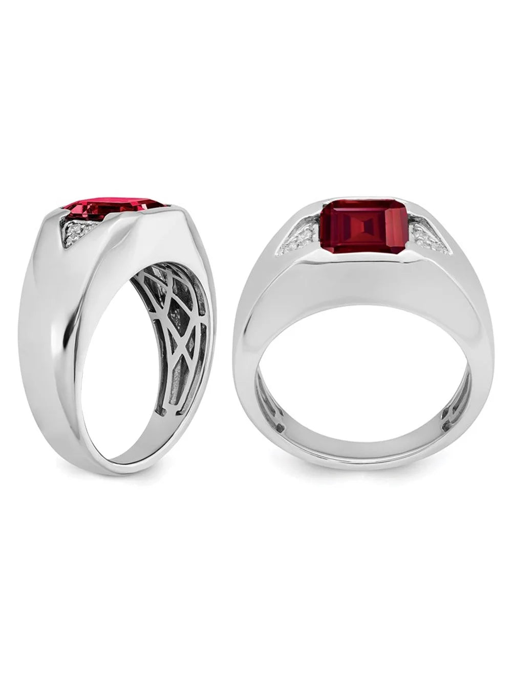14K White Gold Ruby Ring with Diamonds Y78074