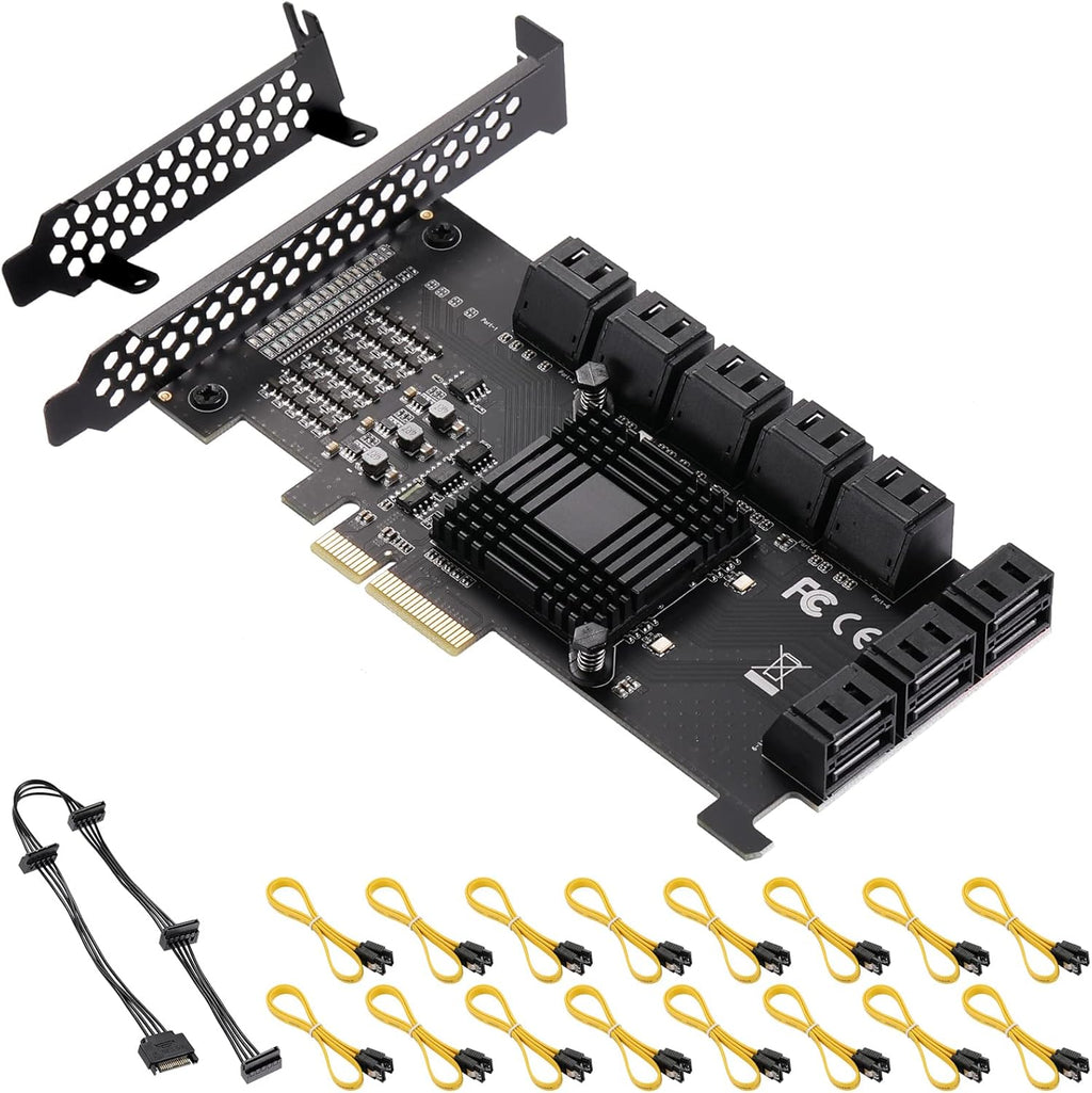 PCI Express to 8 Ports 4X SATA 3.0 Controller PCIe Expansion Card, Low Profile Bracket, 8 Cables, Pack of 2 K940800
