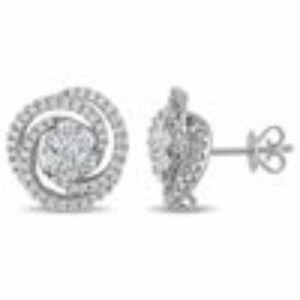14K White Gold Round Cut Diamond Stud Earring O796513