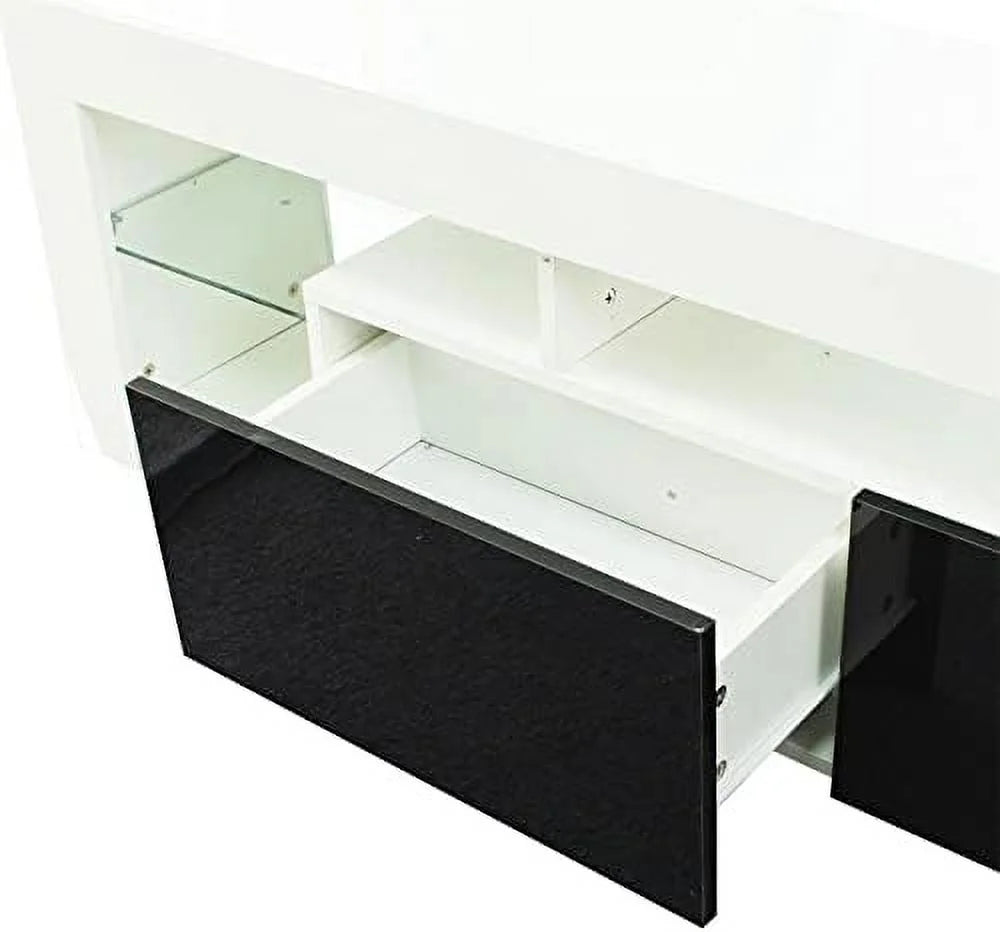Wall Mounted 16 Color LEDs 63" Wood TV Stand with 2 Drawers P101274