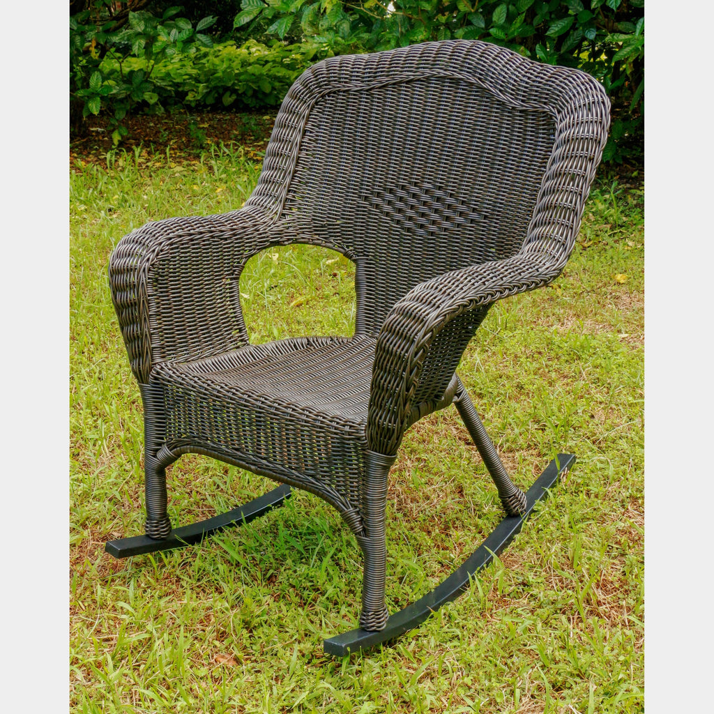 Weathered Grey Resin Wicker Porch Rocker Z255703
