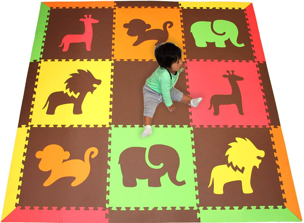 Red, Yellow, Orange, Lime & Brown Interlocking Foam Play Mat U4760