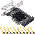 PCI Express to 8 Ports 4X SATA 3.0 Controller PCIe Expansion Card, Low Profile Bracket, 8 Cables, Pack of 2 K940800