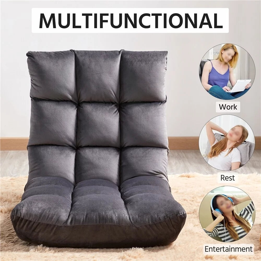 Padded Floor Chair with Back Support Grey P2863