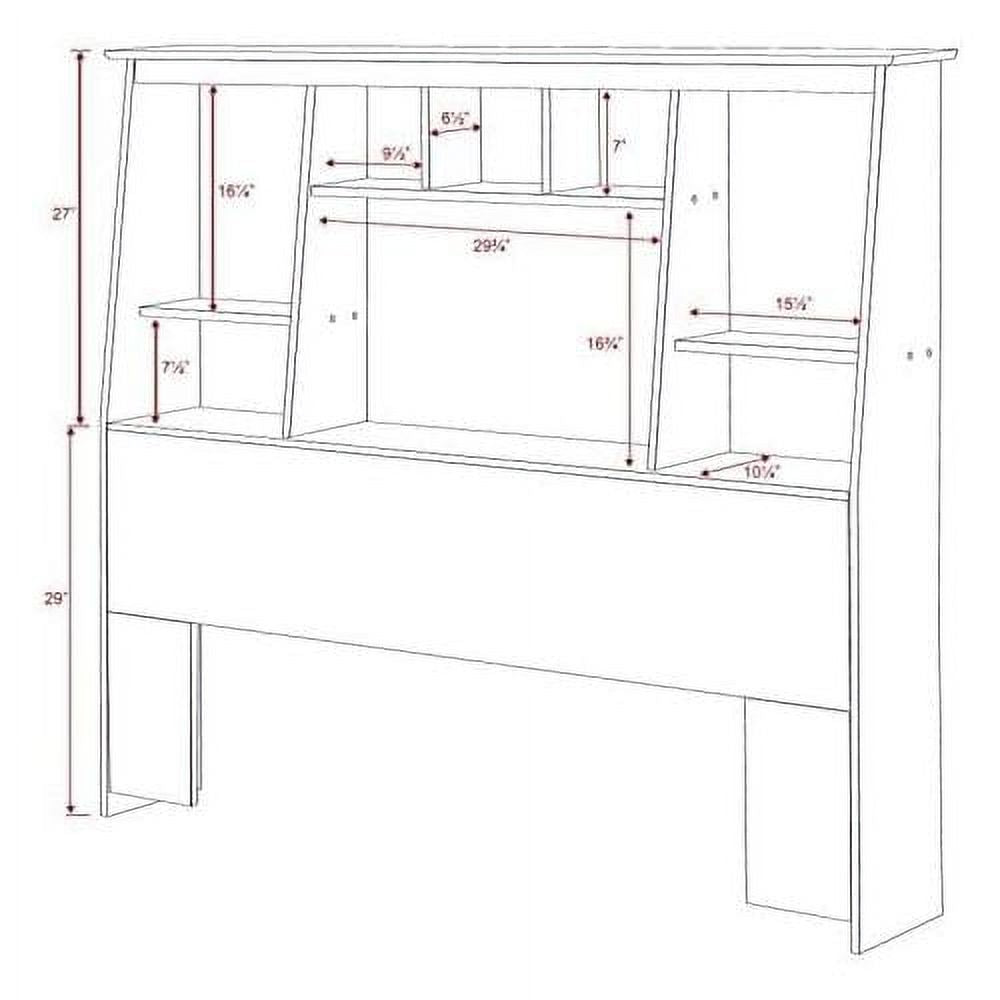 Black Wood Full Queen Bookcase Headboard P341