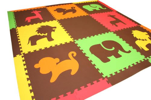 Red, Yellow, Orange, Lime & Brown Interlocking Foam Play Mat U4760