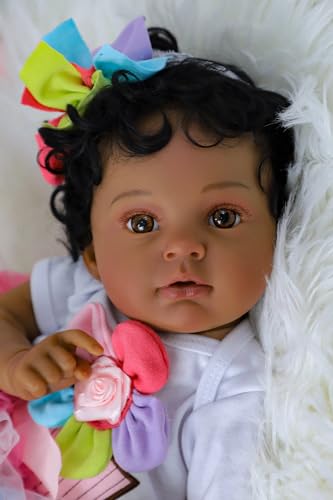 20 Inch Black African American Girl Full Body Vinyl Doll F61186