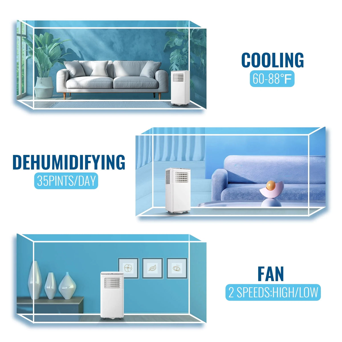 8000 BTU Portable Air Conditioner with Remote Control, White E132