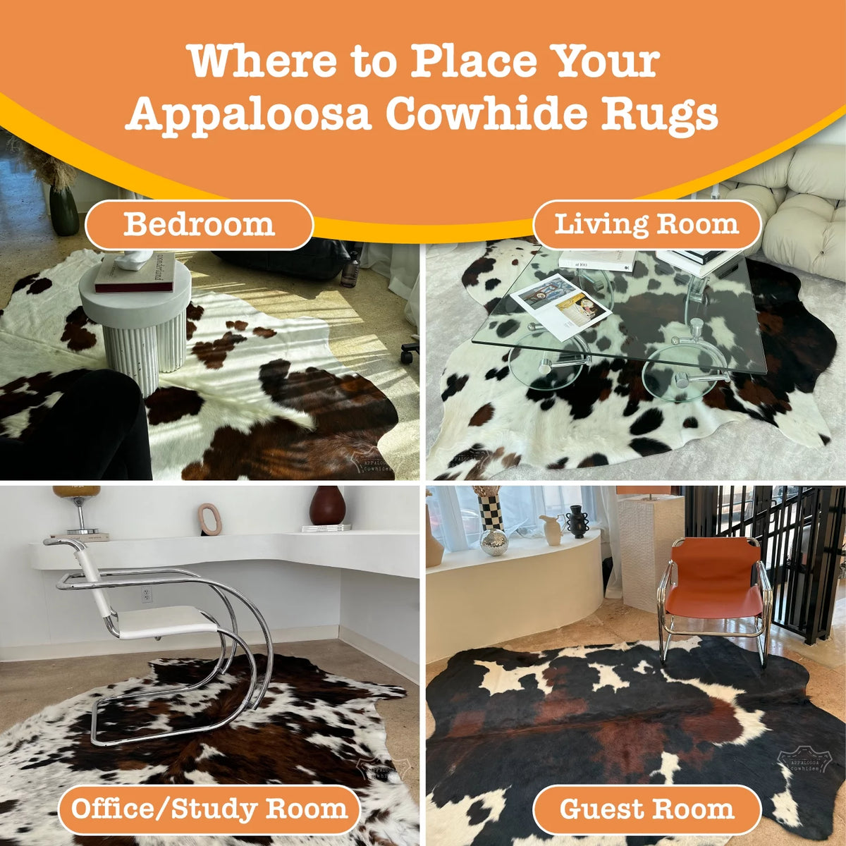 Genuine Leather Cowhide Rug Medium Tricolor 6' x 8' I9440