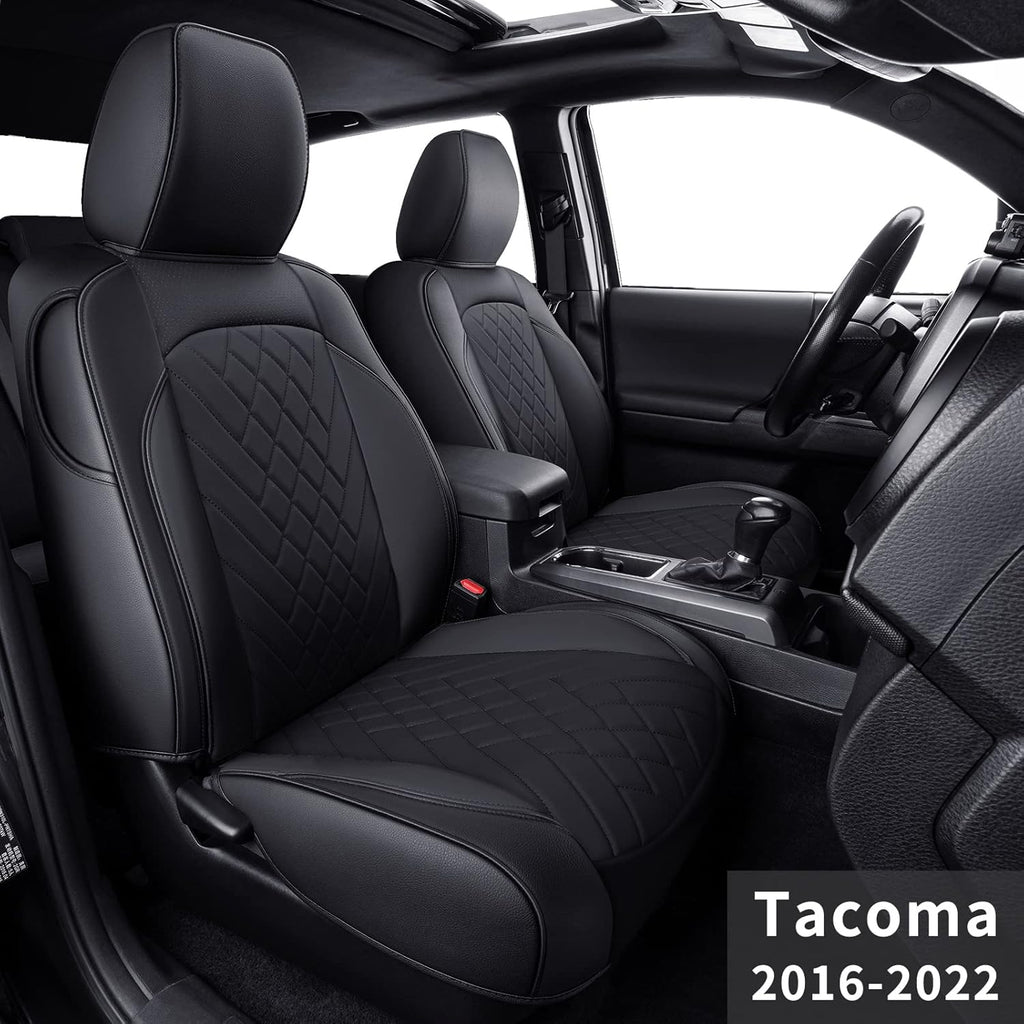Black Faux Leather Seat Covers for Tacoma Crew Cab P977