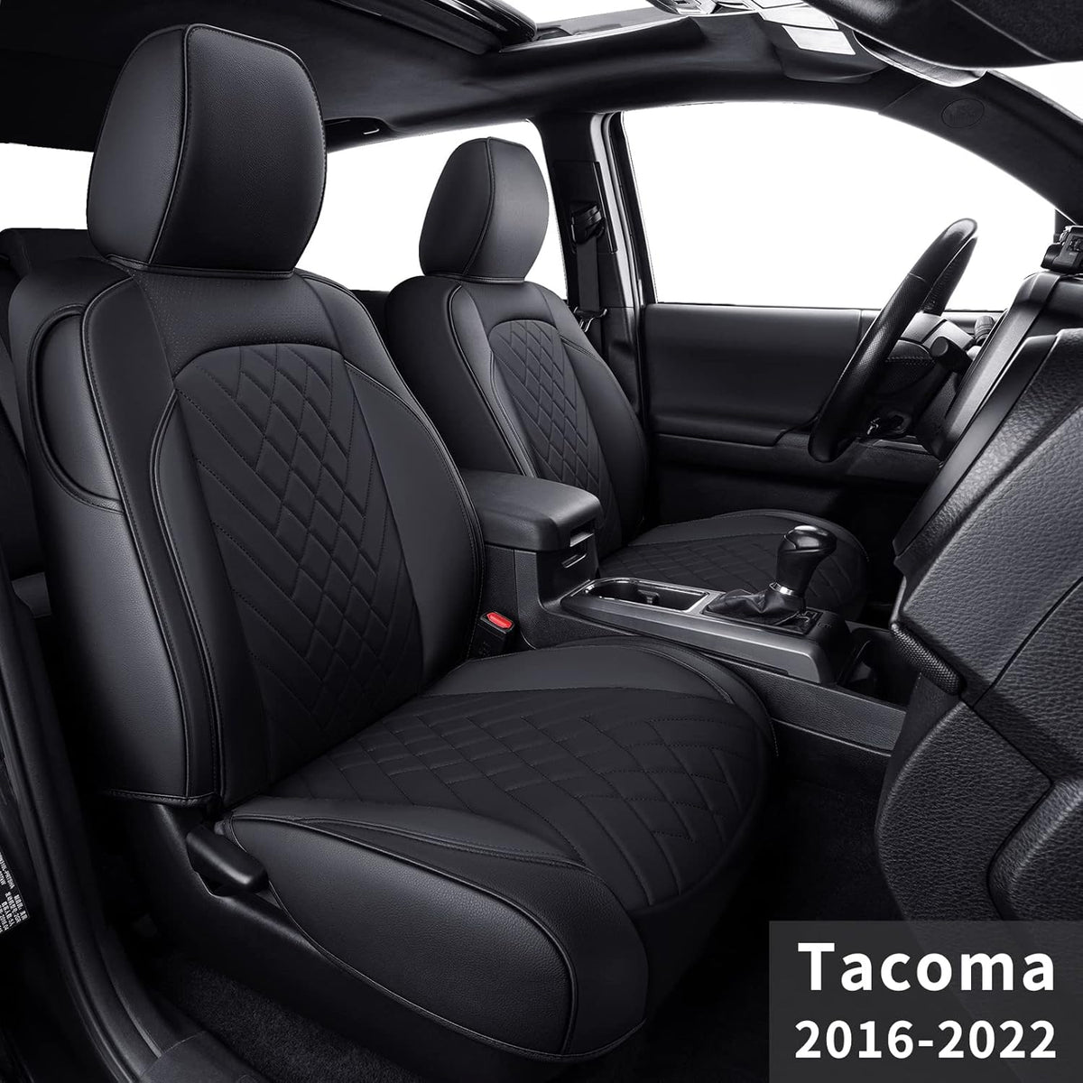 Black Faux Leather Seat Covers for Tacoma Crew Cab P977
