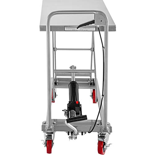 Red Hydraulic Scissor Lift Table Cart 500LBS Capacity 28.5-Inch Lifting Height with Foot Pump I654950