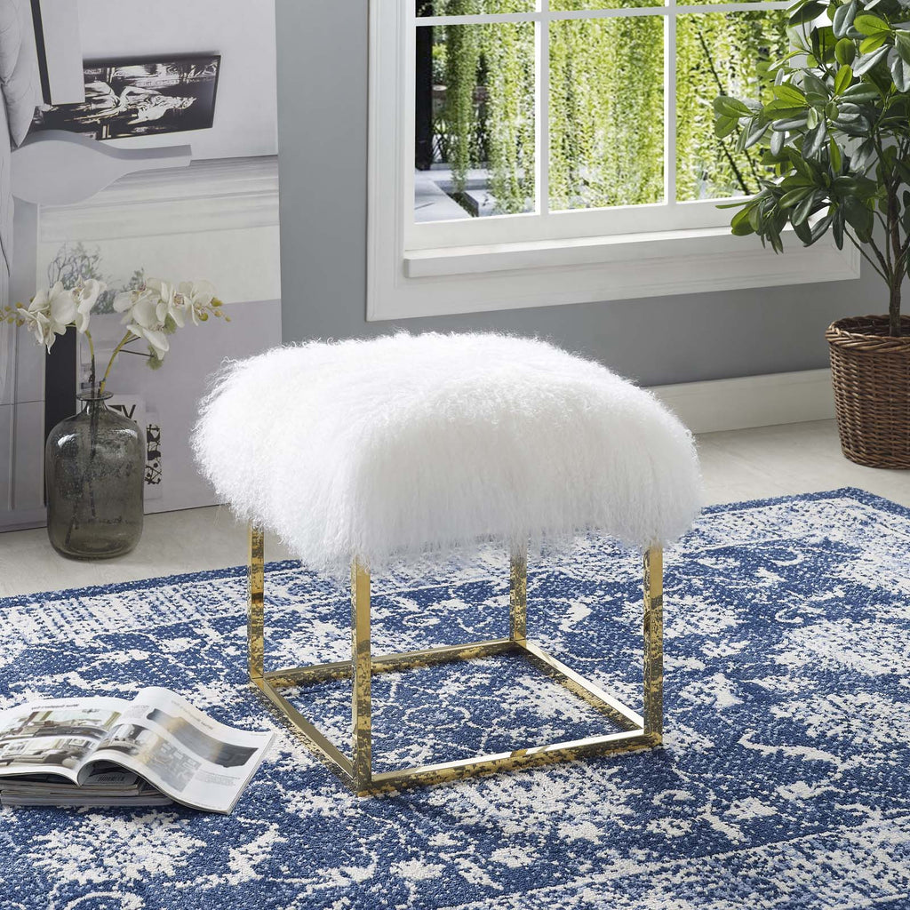 Gold White Velvet Accent Chair Ottoman G6513