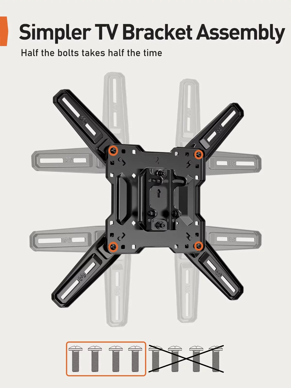 Full Motion TV Wall Mount for 26-60 inch LED LCD Flat Curved Screen TVs, Max 400x400mm, up to 82 lbs P925628