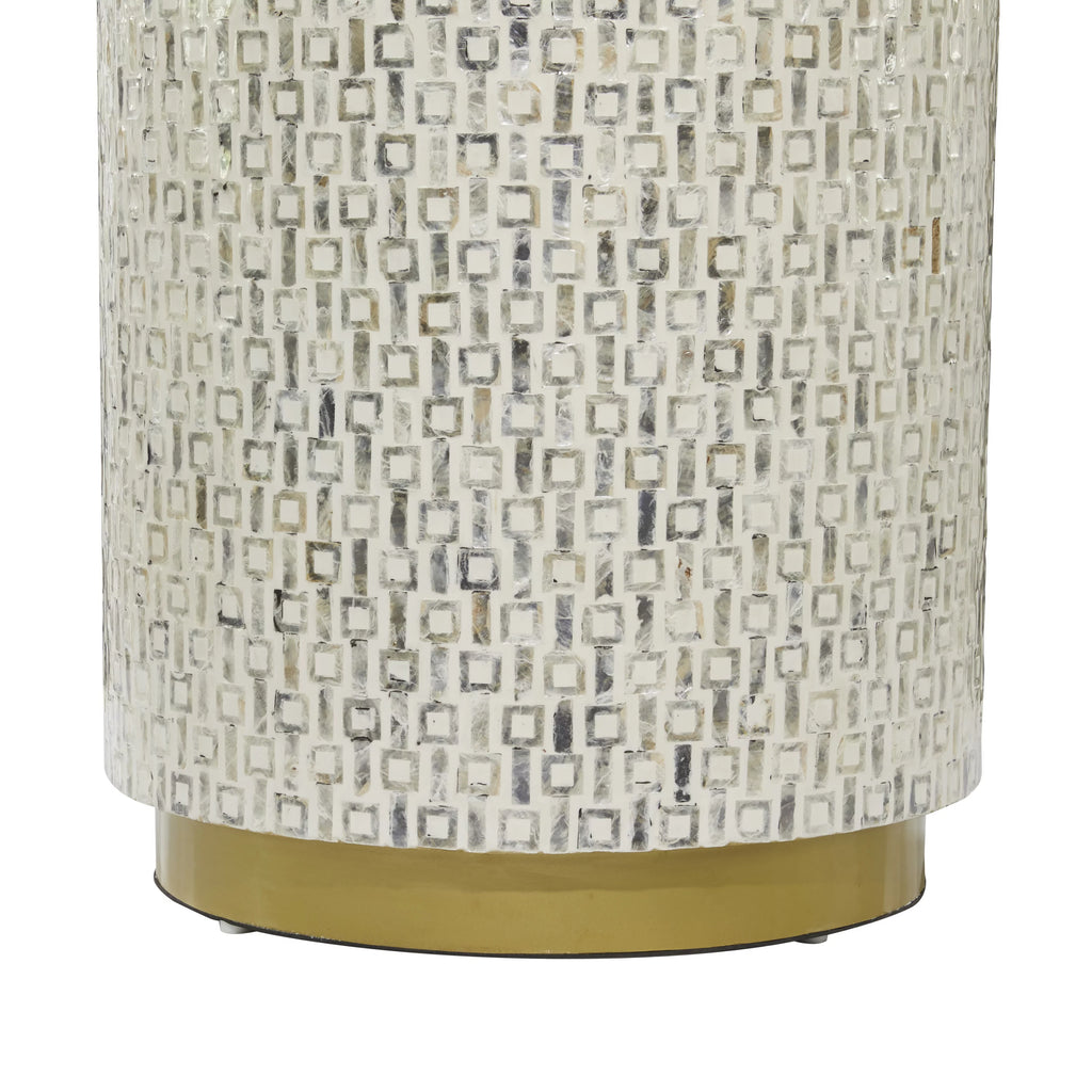 18" x 22" White Mother of Pearl Accent Table with Gold Base H98074