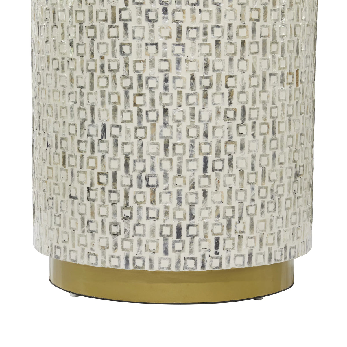 18" x 22" White Mother of Pearl Accent Table with Gold Base H98074