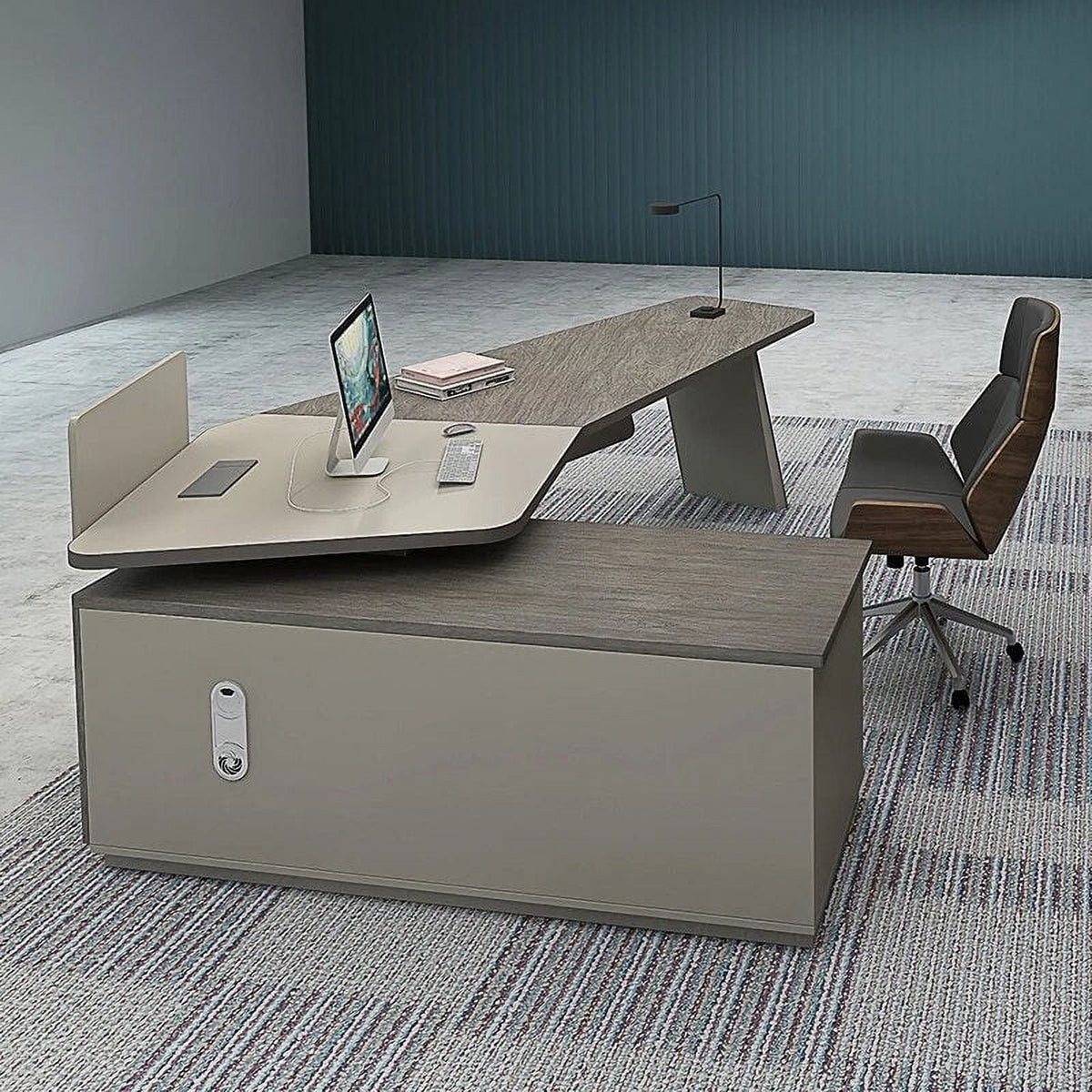 Office Desk and Chair Combination with Bookcase D535905