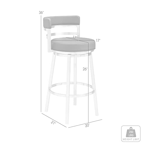 Gray Faux Leather and Brushed Stainless Steel Counter Height Swivel Bar Stool K4492