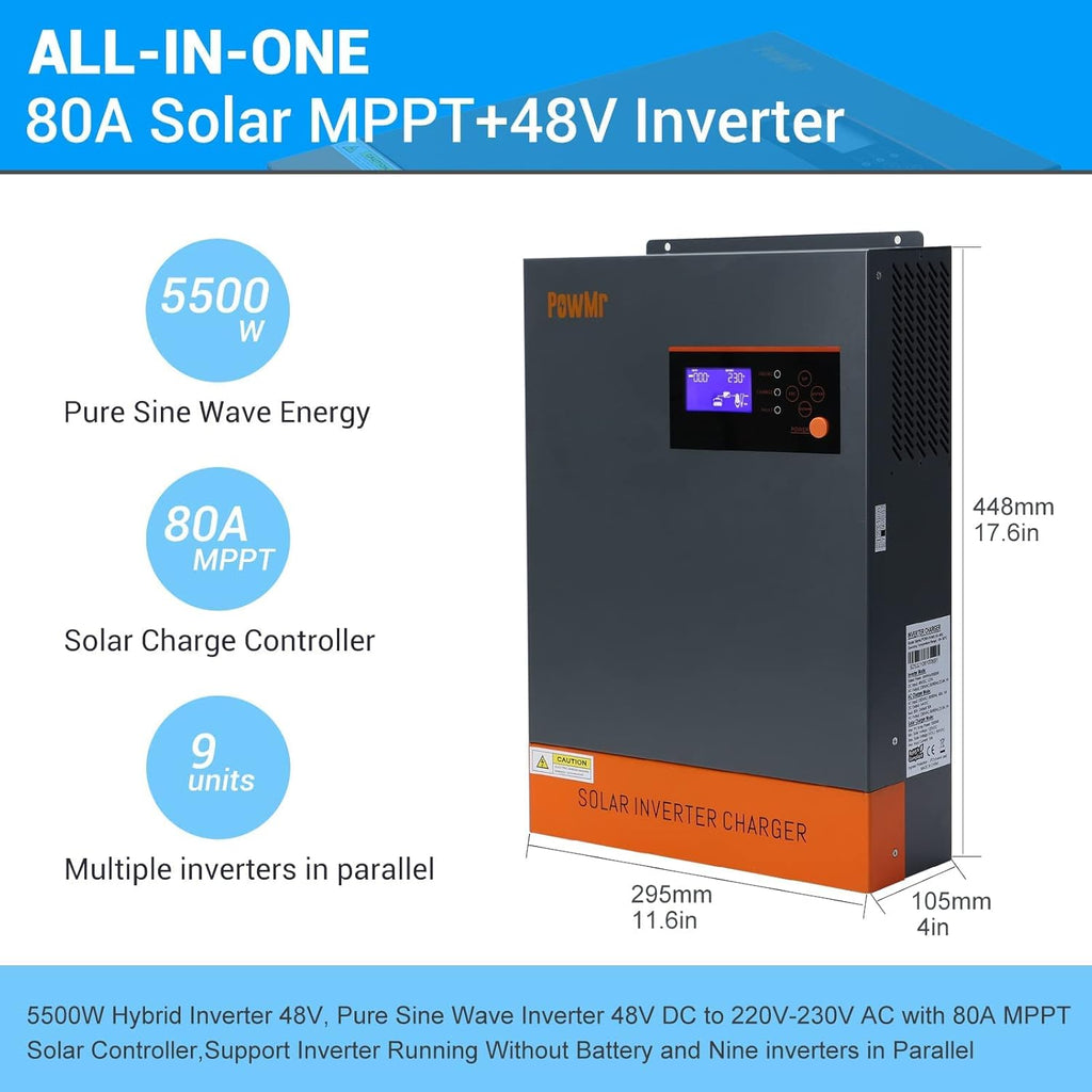 5500W Hybrid Pure Sine Wave Low Frequency Solar Inverter F723620