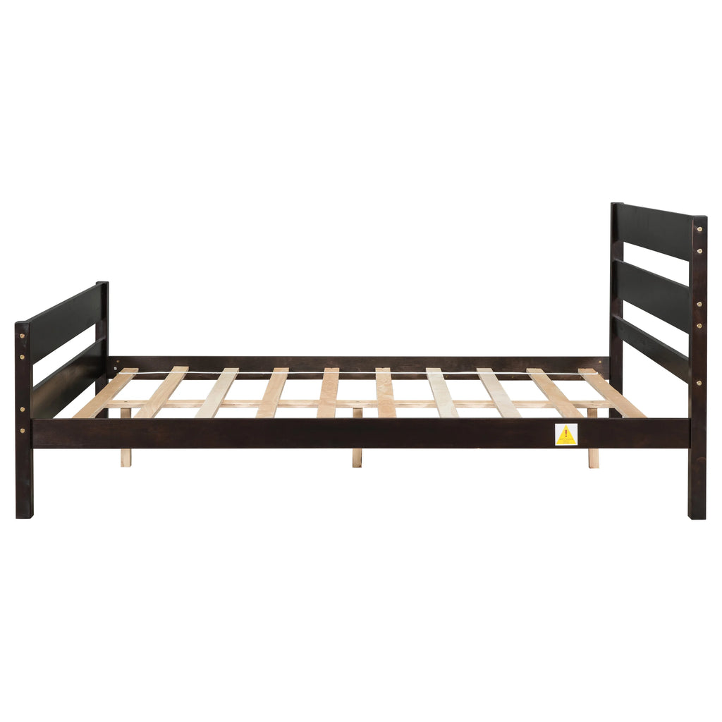 Full Espresso Platform Bed Frame with Headboard and Under Bed Storage I477