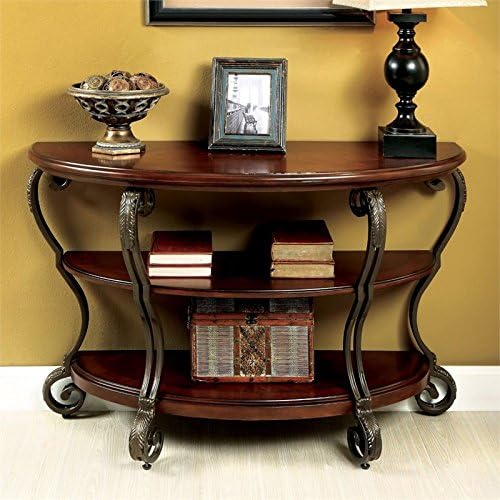 Traditional Wood 2-Shelf Console Table Brown Cherry R29826
