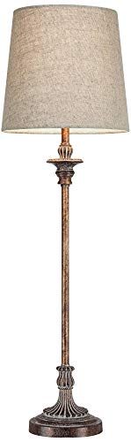Set of 2 Weathered Brown Linen Fabric Table Lamps Q383